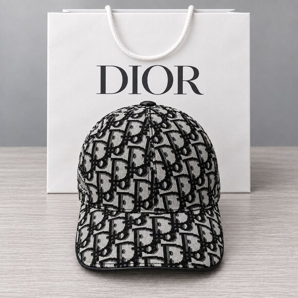 None Accessories - Dior Black Mesh Jacquard Cap